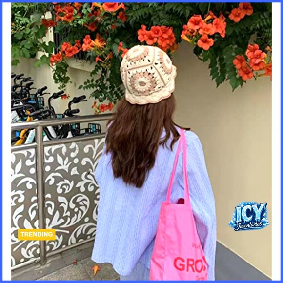 Handmade Crochet Bucket Hat Foldable Floppy Beach Hat One Size